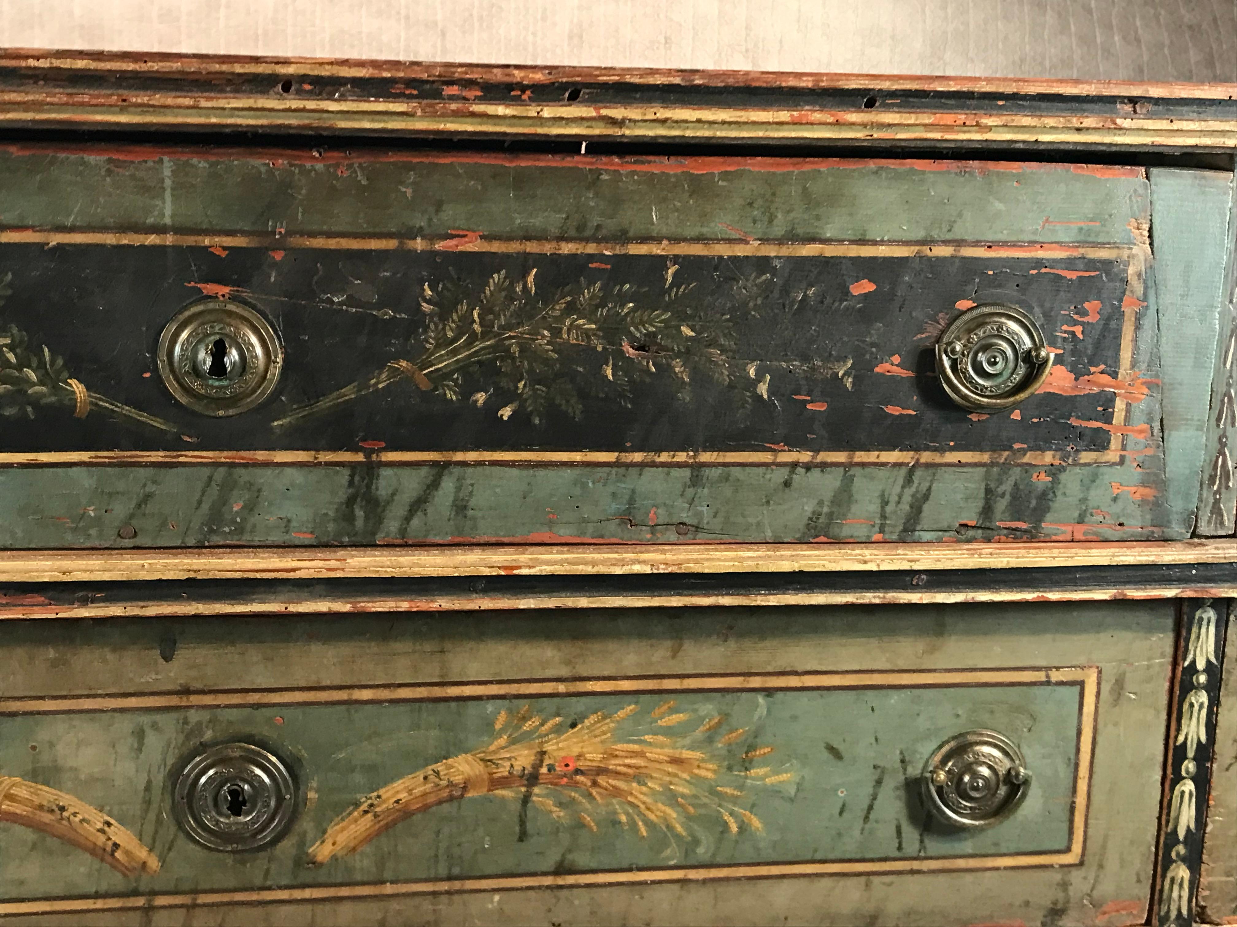 Hand-Painted Neoclassical Chest of Drawers South Germany, 1780 9
