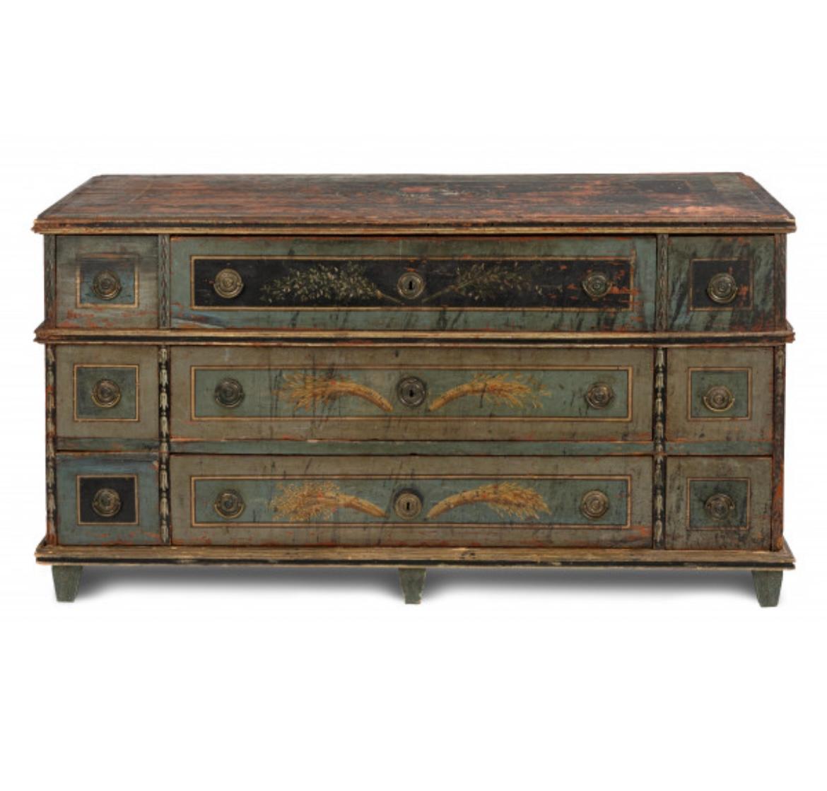Hand-Painted Neoclassical Chest of Drawers South Germany, 1780 In Good Condition In Leimen, DE