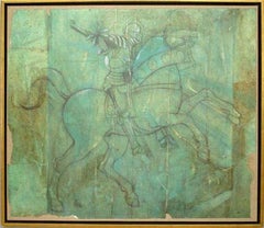 Hand-Painted Neoclassical Horseman in Green, Late 20th Century