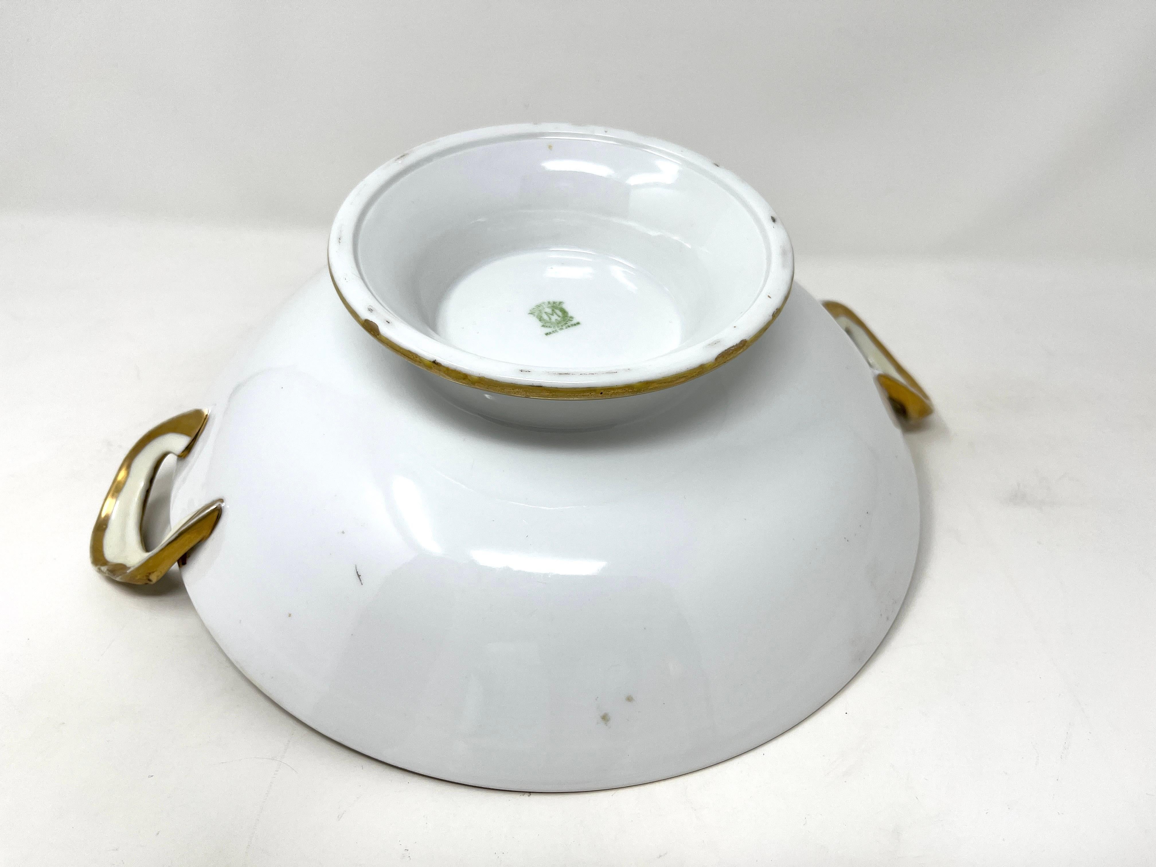 Bol à poignée sur pied Noritake Nippon peint à la main avec scène de bois, vers 1910 en vente 2