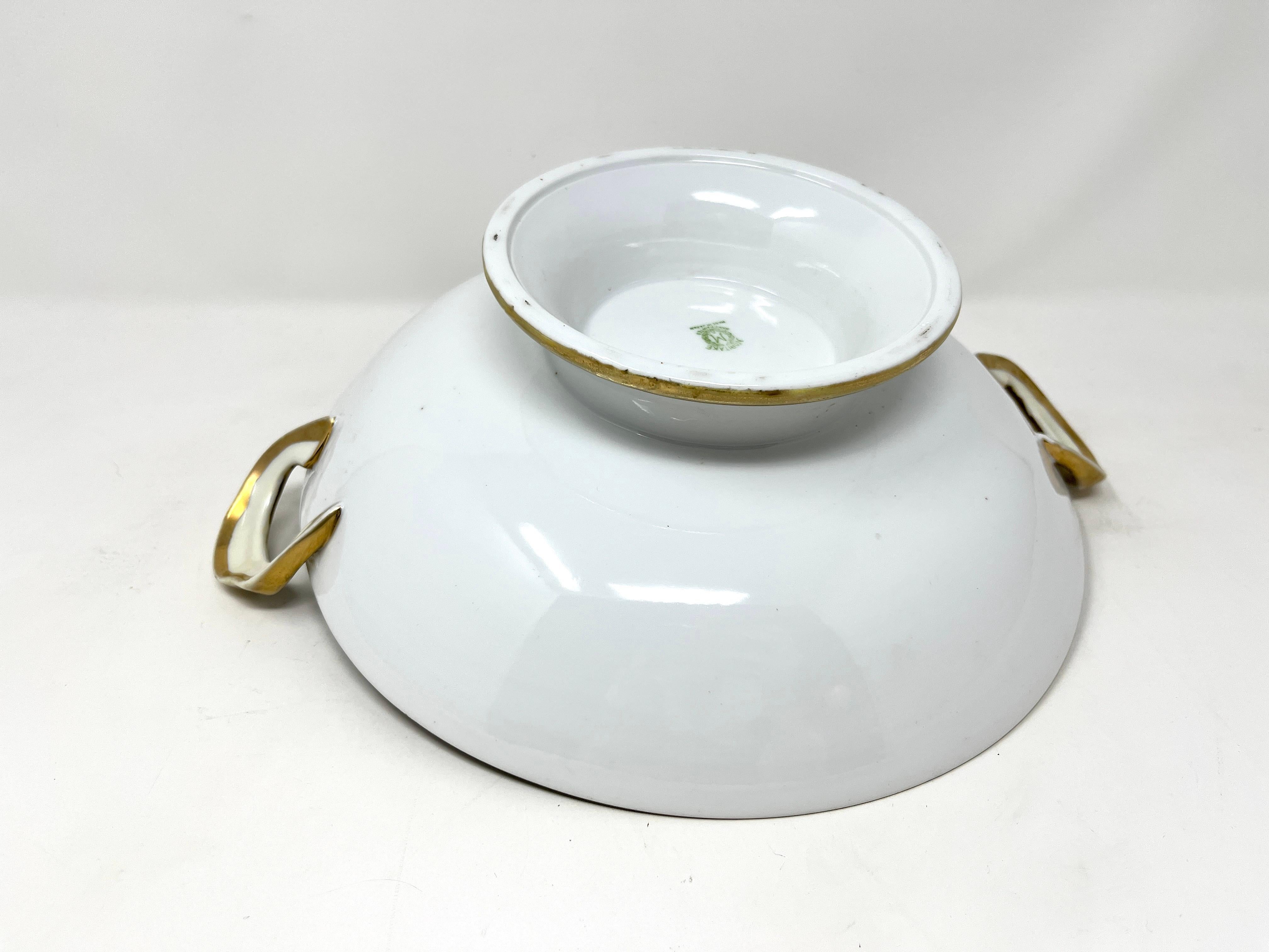 Bol à poignée sur pied Noritake Nippon peint à la main avec scène de bois, vers 1910 en vente 3