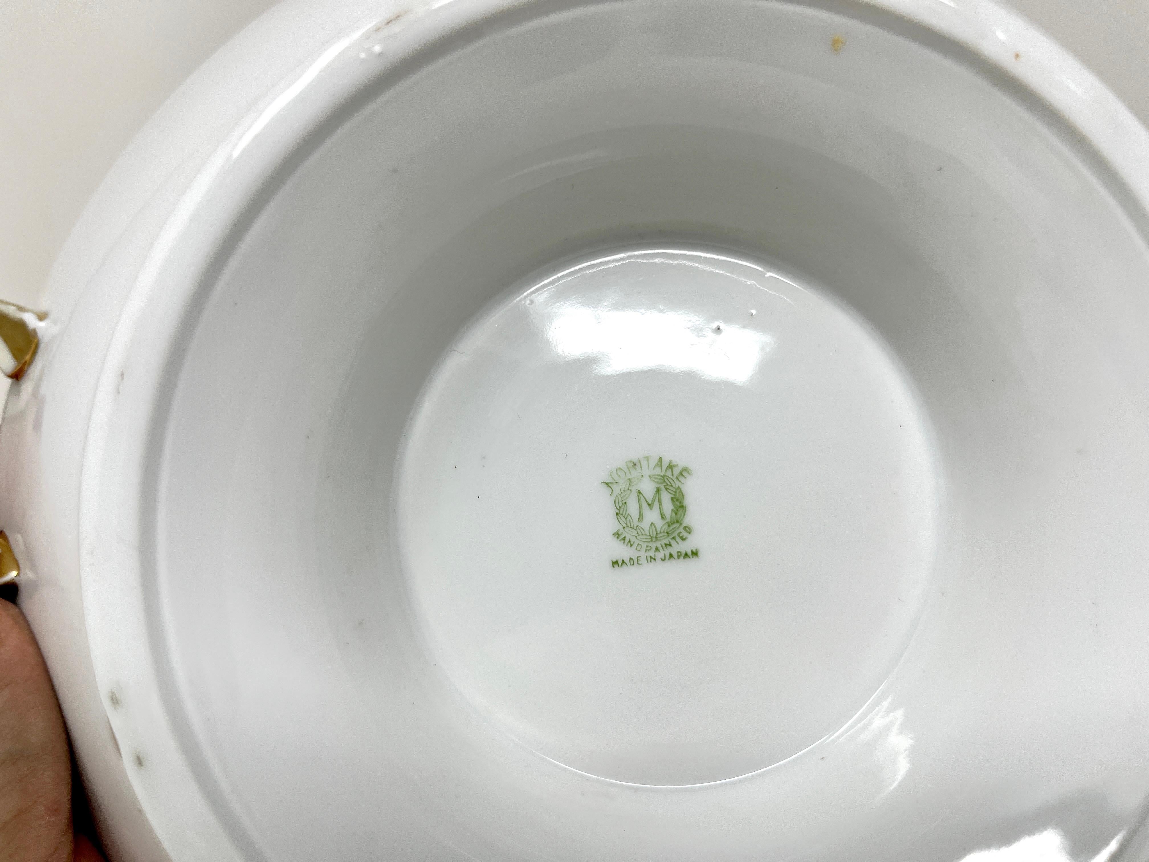 Bol à poignée sur pied Noritake Nippon peint à la main avec scène de bois, vers 1910 en vente 4
