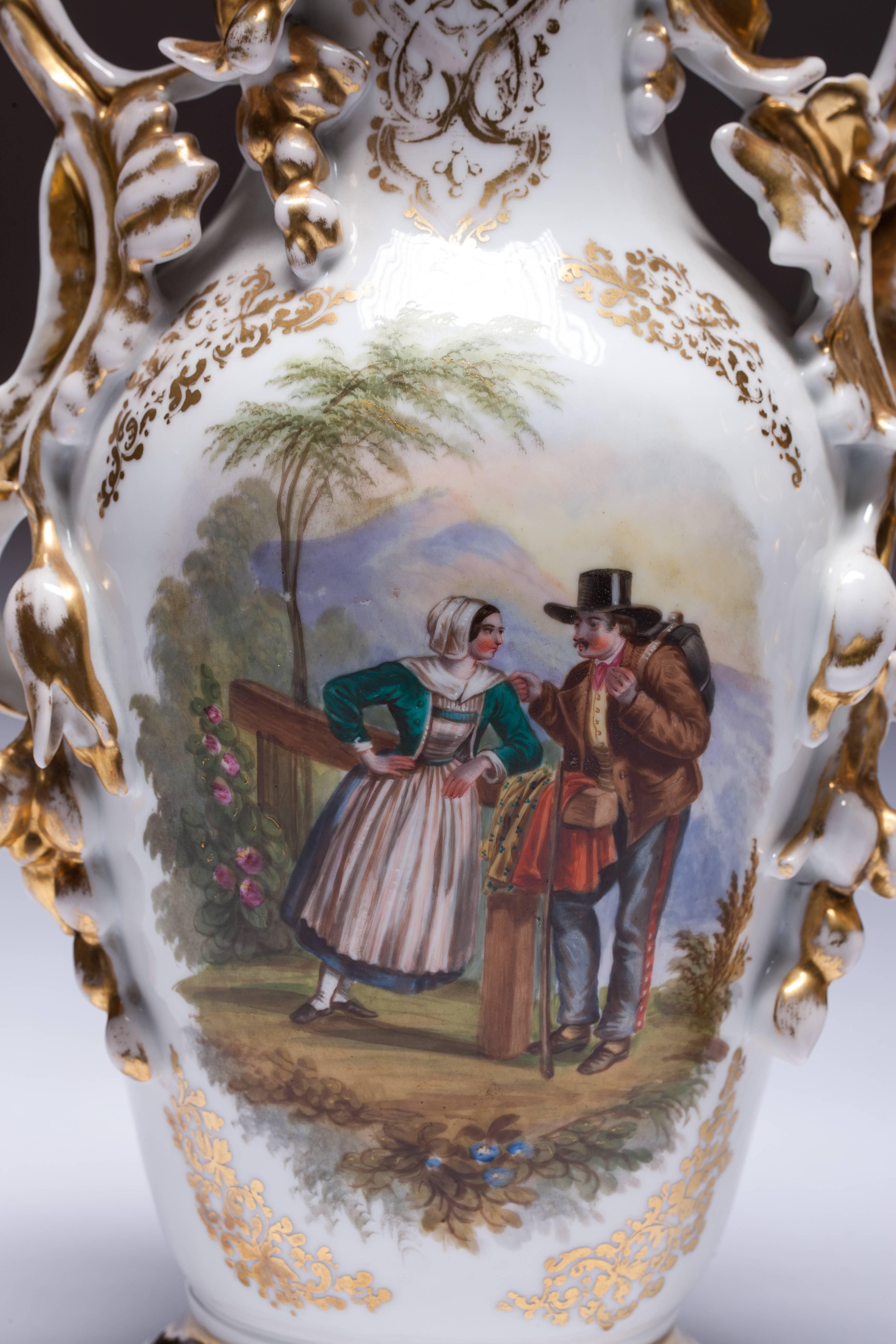 Rococo Hand-Painted Old Paris Vases