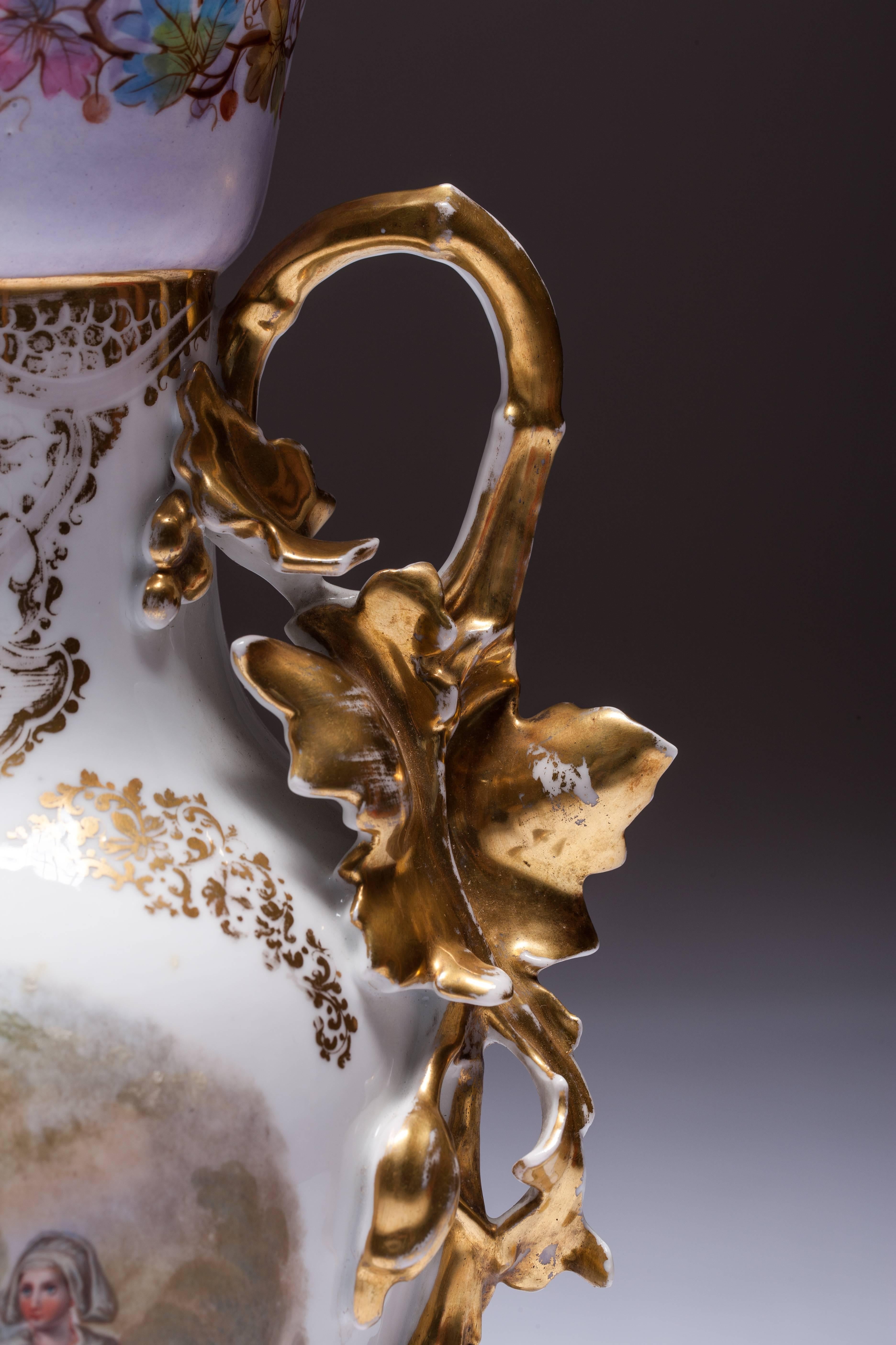 Porcelain Hand-Painted Old Paris Vases