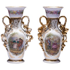 Hand-Painted Old Paris Vases Hand-Painted Old Paris Vases