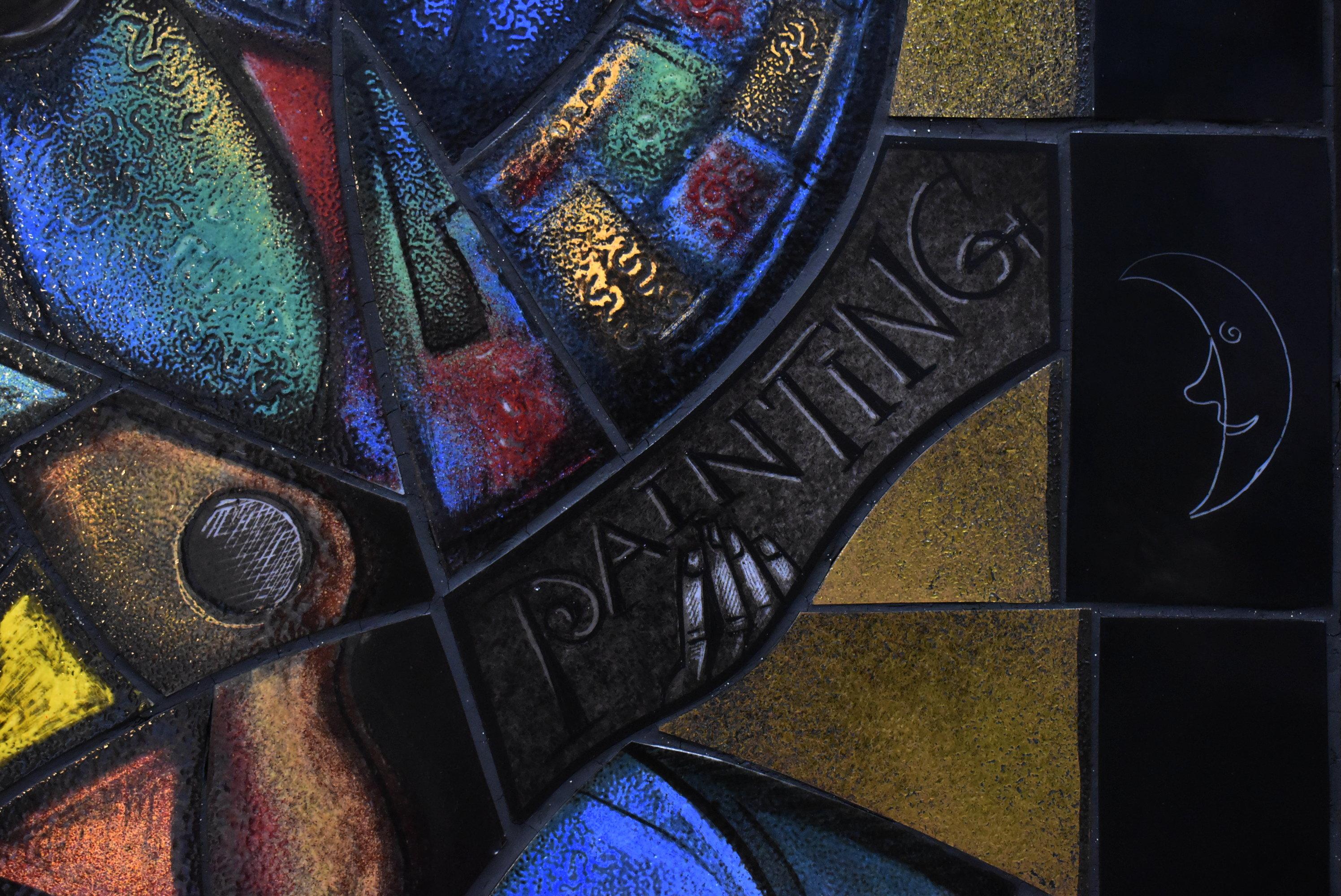 Hand Painted on Glass Fired Finish Original Art by Arnaldo Maas, 1971 In Good Condition In Toledo, OH