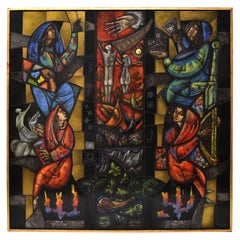Hand Painted on Glass Fired Finish Original Art by Arnaldo Maas, 1971