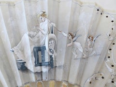 Hand Painted On Silk 19th Century Hand Held Fan; American, Circa 1890