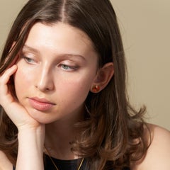 Sultan Earrings Hand Painted Orange Gold Plated Stainless Steel Fire Enamel