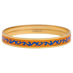 Sultan Bangle Miss Hand Painted Orange Gold Plated Stainless Steel w Fire Enamel