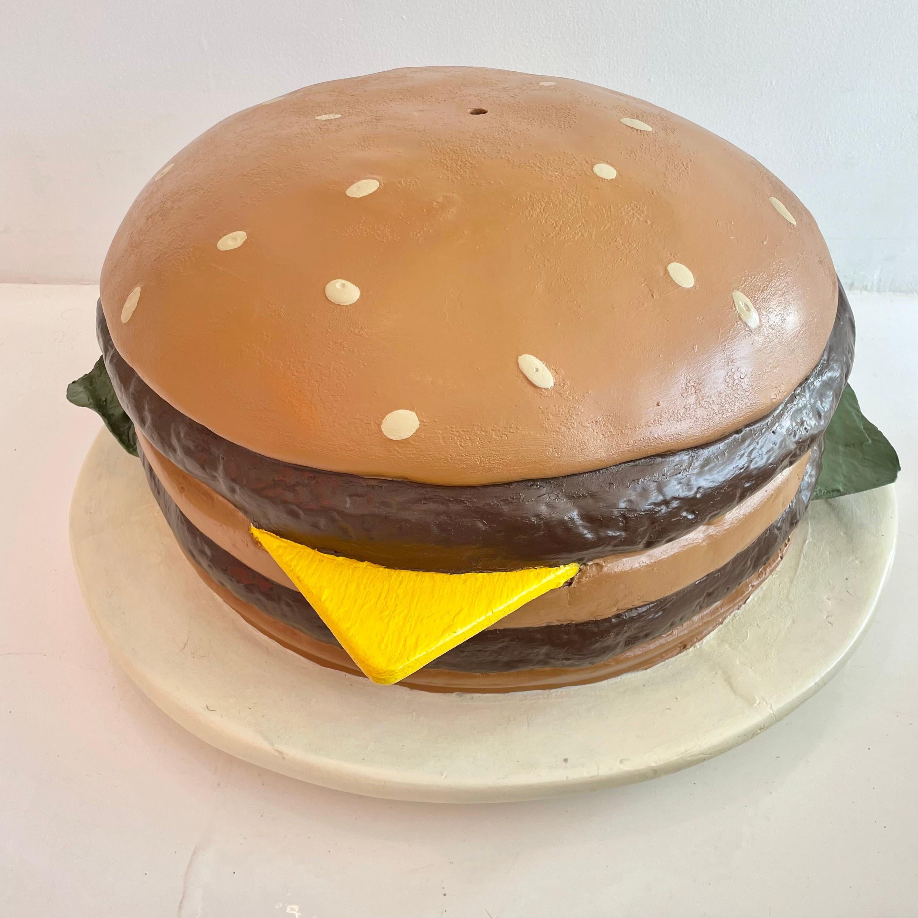 Hand Painted Oversized Fiberglass Cheeseburger Pop Art For Sale 2