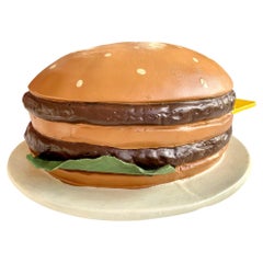 Retro Hand Painted Oversized Fiberglass Cheeseburger Pop Art