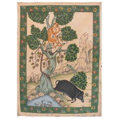 Peinture peinte à la main d'animaux dans la nature encadrée par une bordure de nature