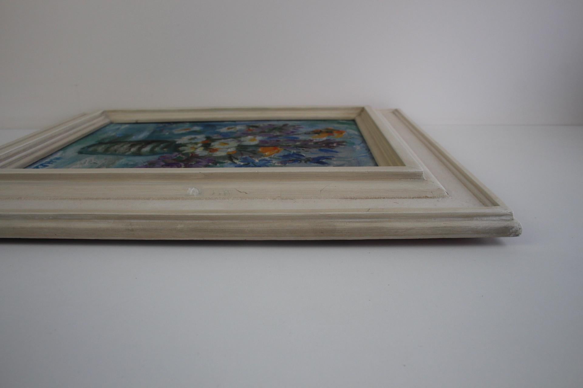 Handgemaltes Gemälde, Öl auf Leinwand, signiert, Tschechoslowakei, 1963 im Angebot 4
