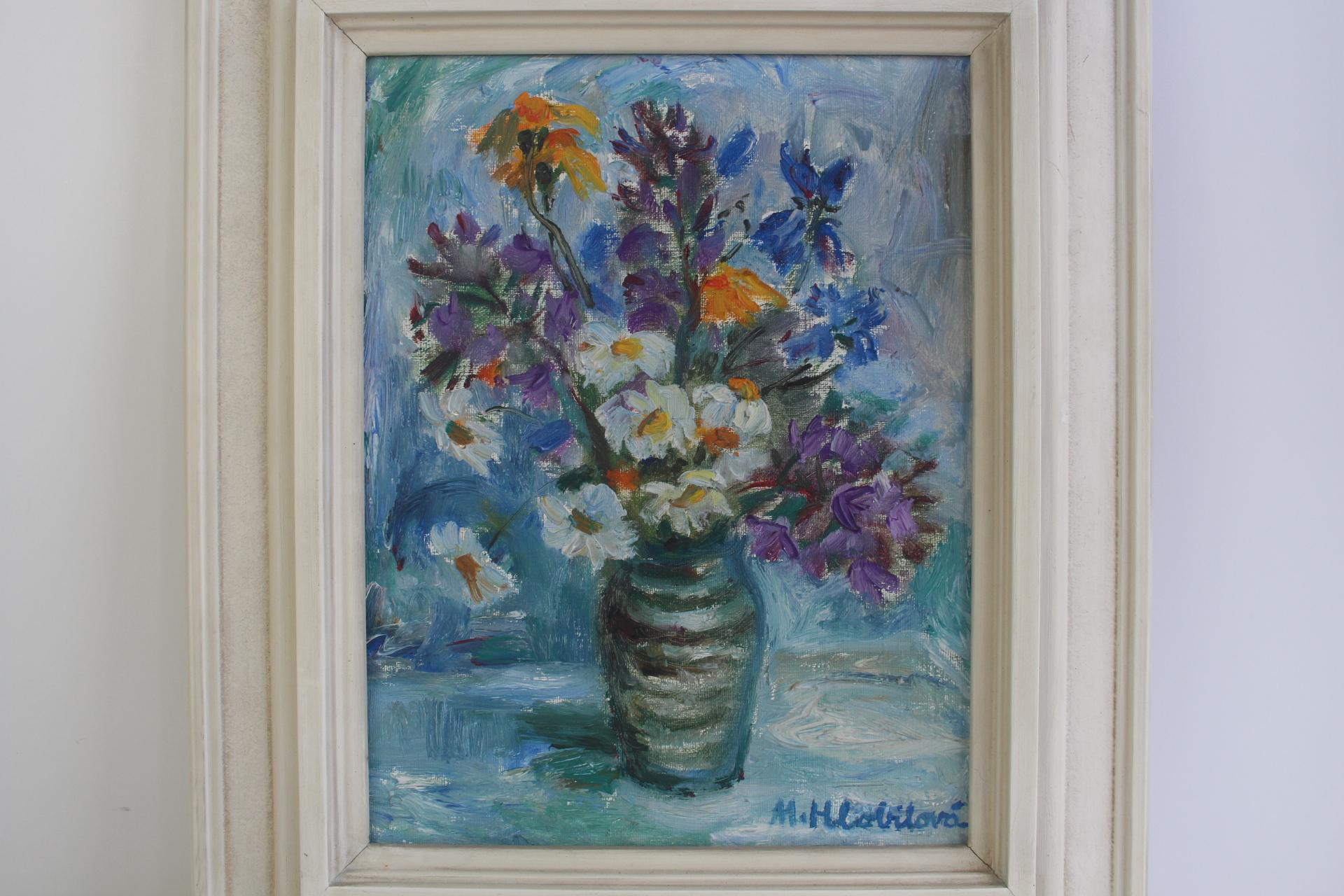 Handgemaltes Gemälde, Öl auf Leinwand, signiert, Tschechoslowakei, 1963 (Moderne der Mitte des Jahrhunderts) im Angebot