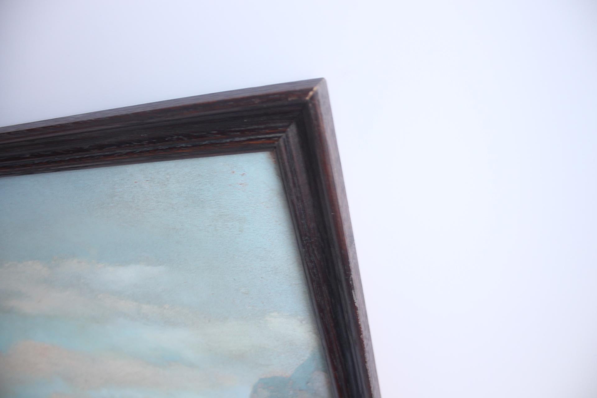 Handgemaltes Gemälde, Öl auf Faserplatte, signiert, Tschechoslowakei, 1960er Jahre. im Angebot 3