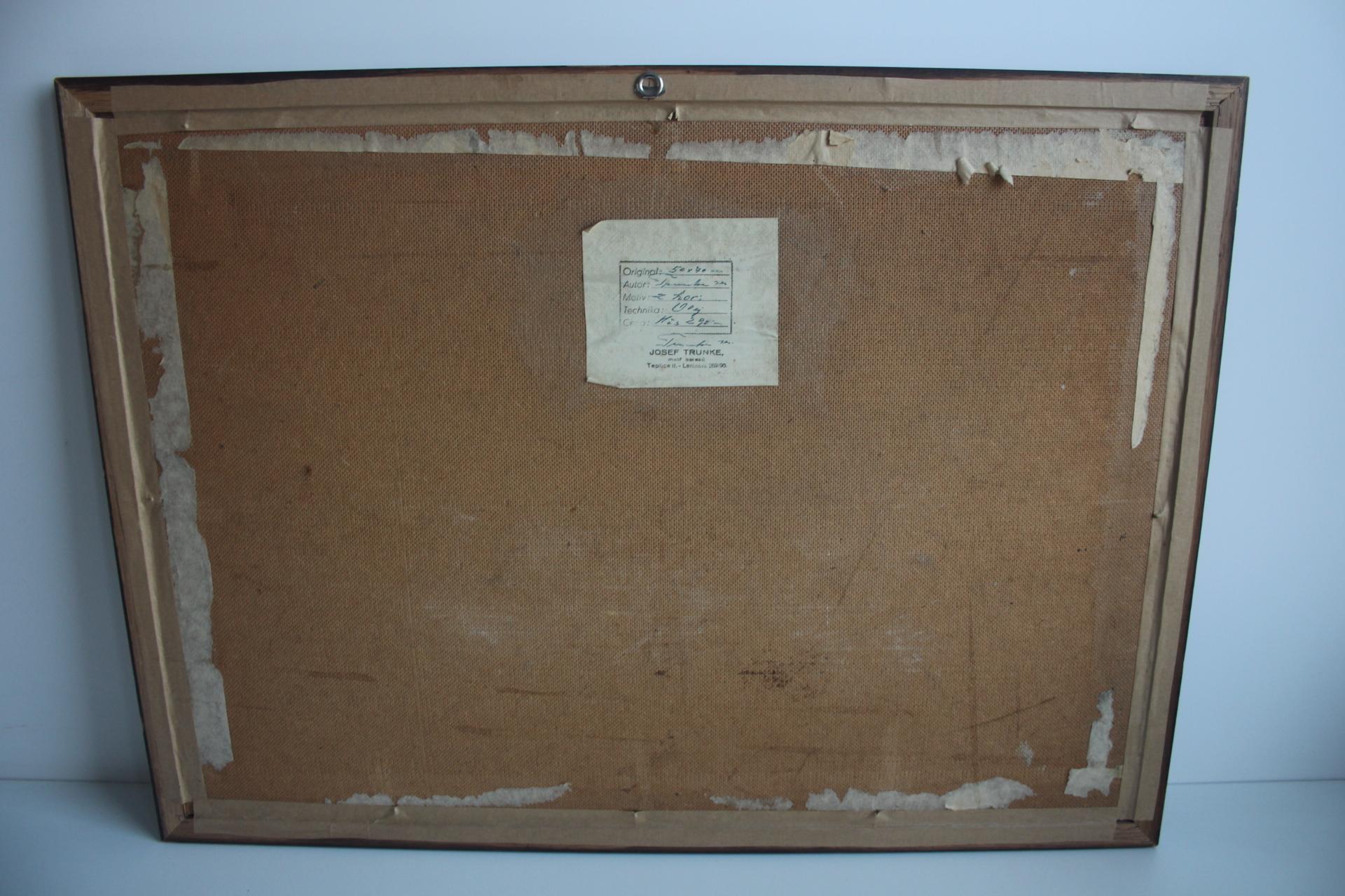 Handgemaltes Gemälde, Öl auf Faserplatte, signiert, Tschechoslowakei, 1960er Jahre. im Angebot 4