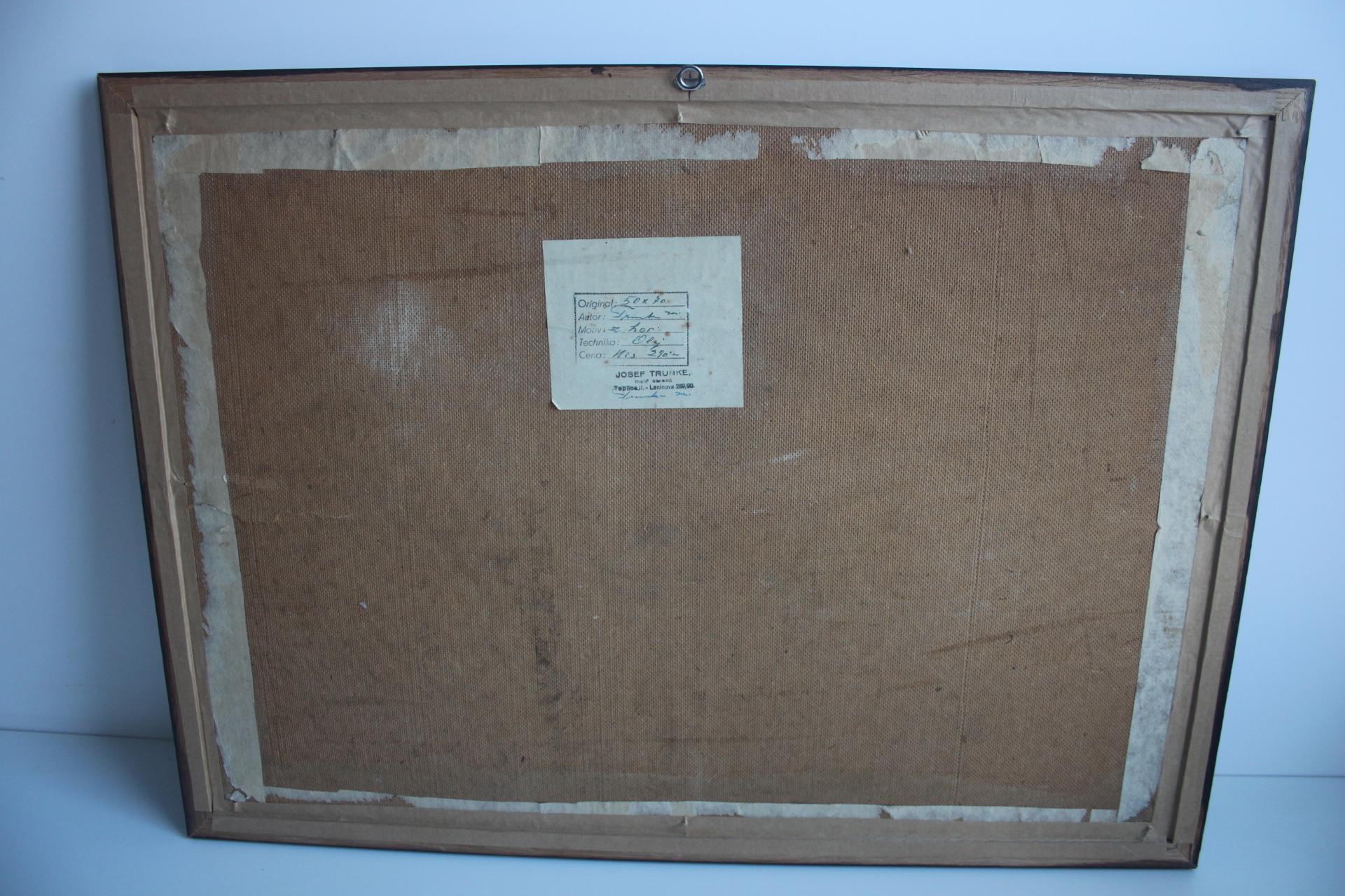 Handgemaltes Gemälde, Öl auf Faserplatte, signiert, Tschechoslowakei, 1960er Jahre. im Angebot 4