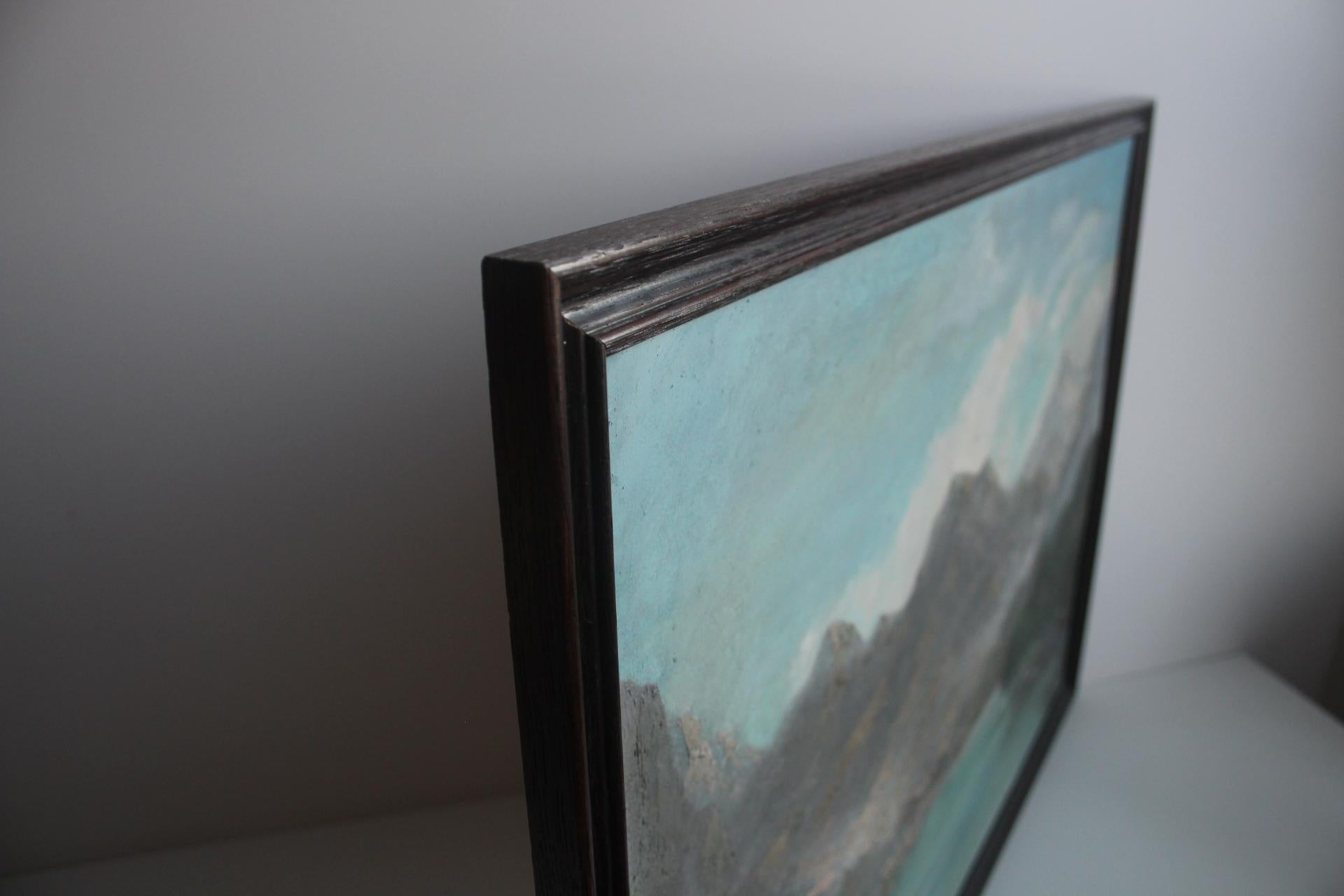 Handgemaltes Gemälde, Öl auf Faserplatte, signiert, Tschechoslowakei, 1960er Jahre. im Angebot 6