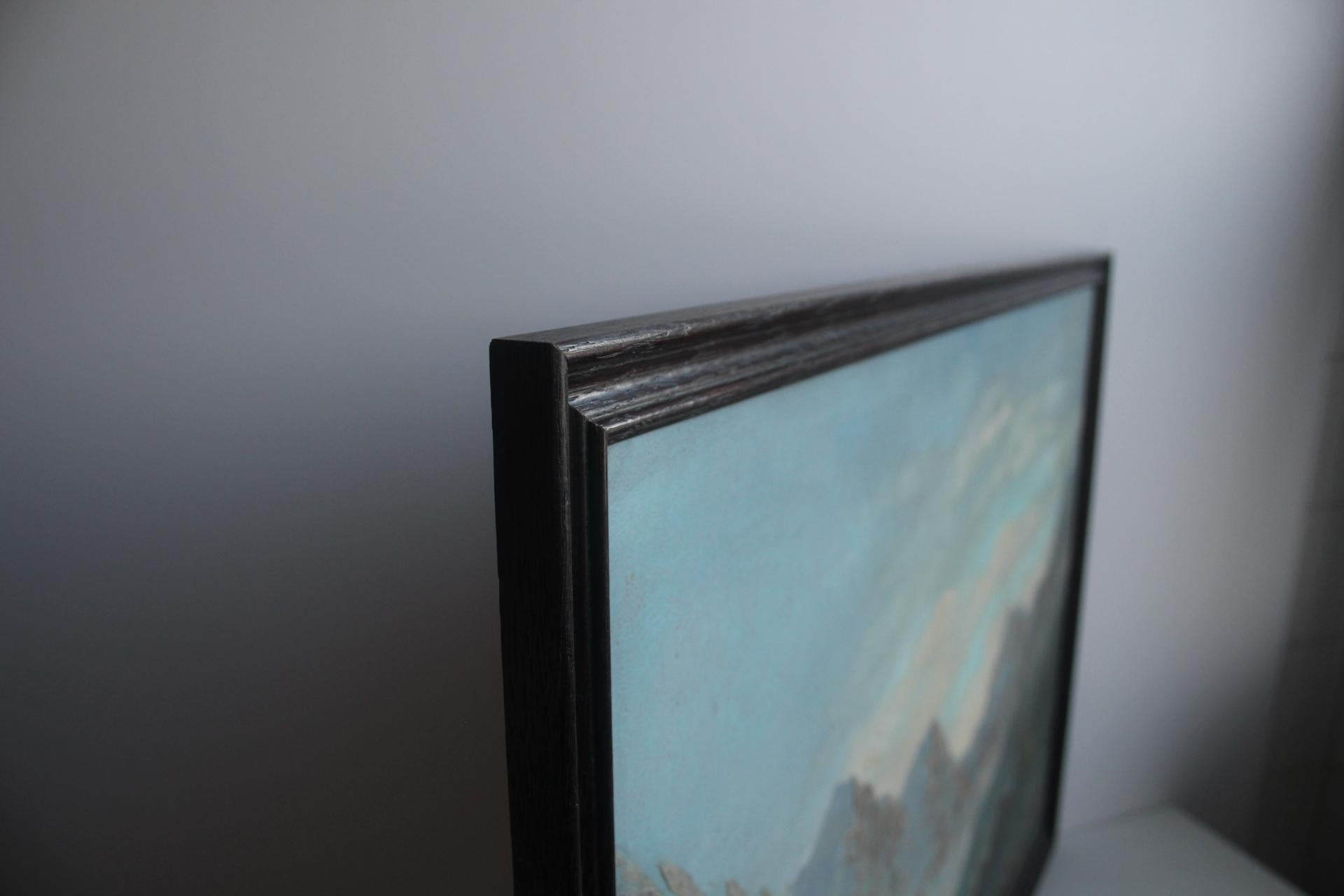 Handgemaltes Gemälde, Öl auf Faserplatte, signiert, Tschechoslowakei, 1960er Jahre. im Angebot 6