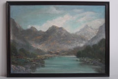 Peinture à la main, huile sur panneau de fibres, signée, Tchécoslovaquie, années 1960.