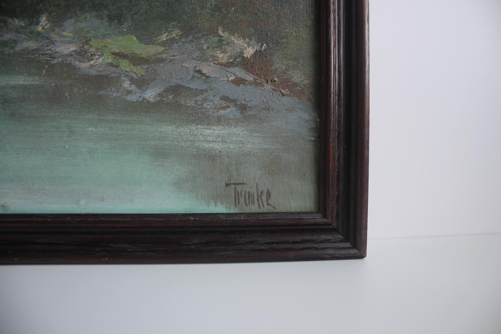 Handgemaltes Gemälde, Öl auf Faserplatte, signiert, Tschechoslowakei, 1960er Jahre. (Handbemalt) im Angebot