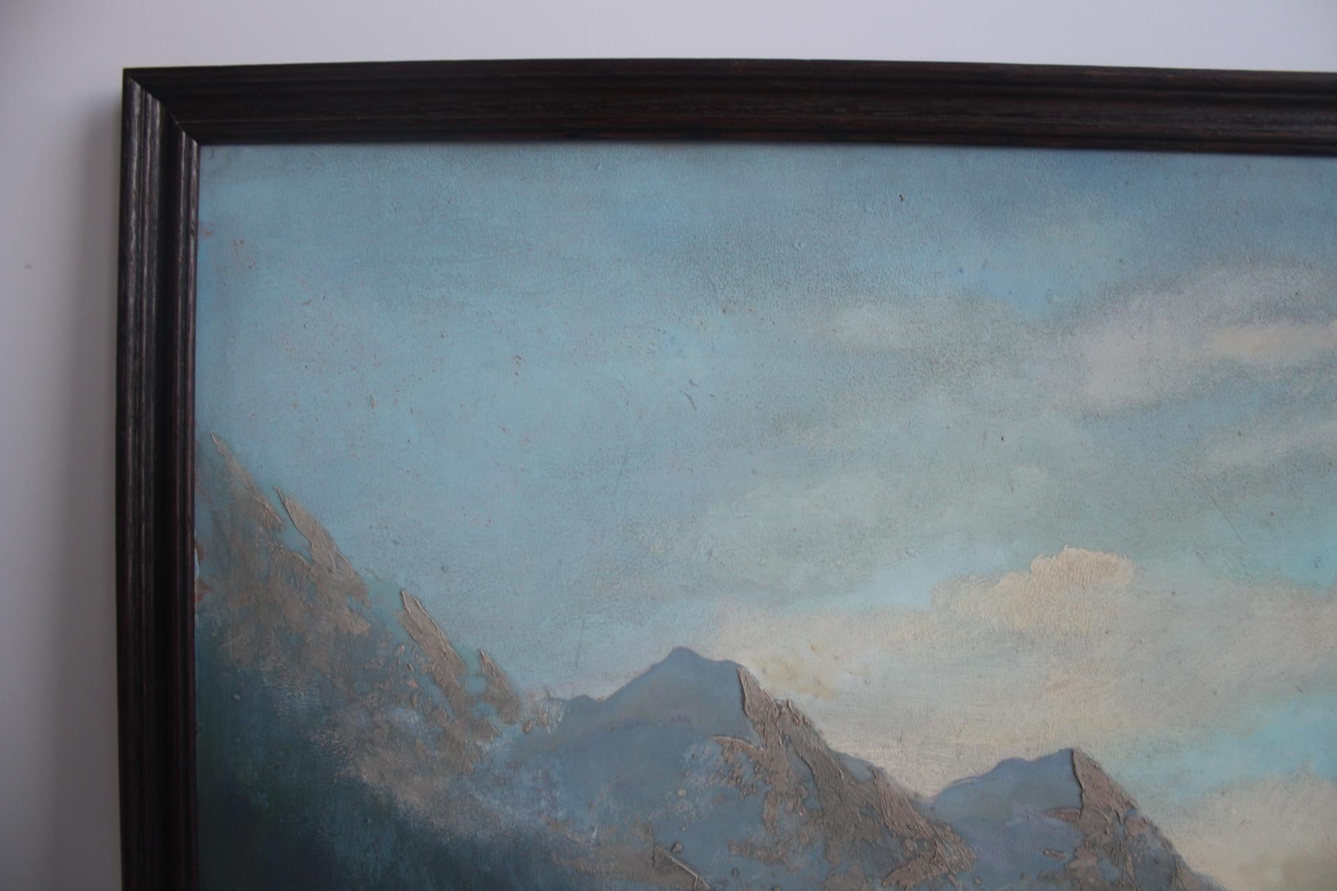 Handgemaltes Gemälde, Öl auf Faserplatte, signiert, Tschechoslowakei, 1960er Jahre. (Mitte des 20. Jahrhunderts) im Angebot