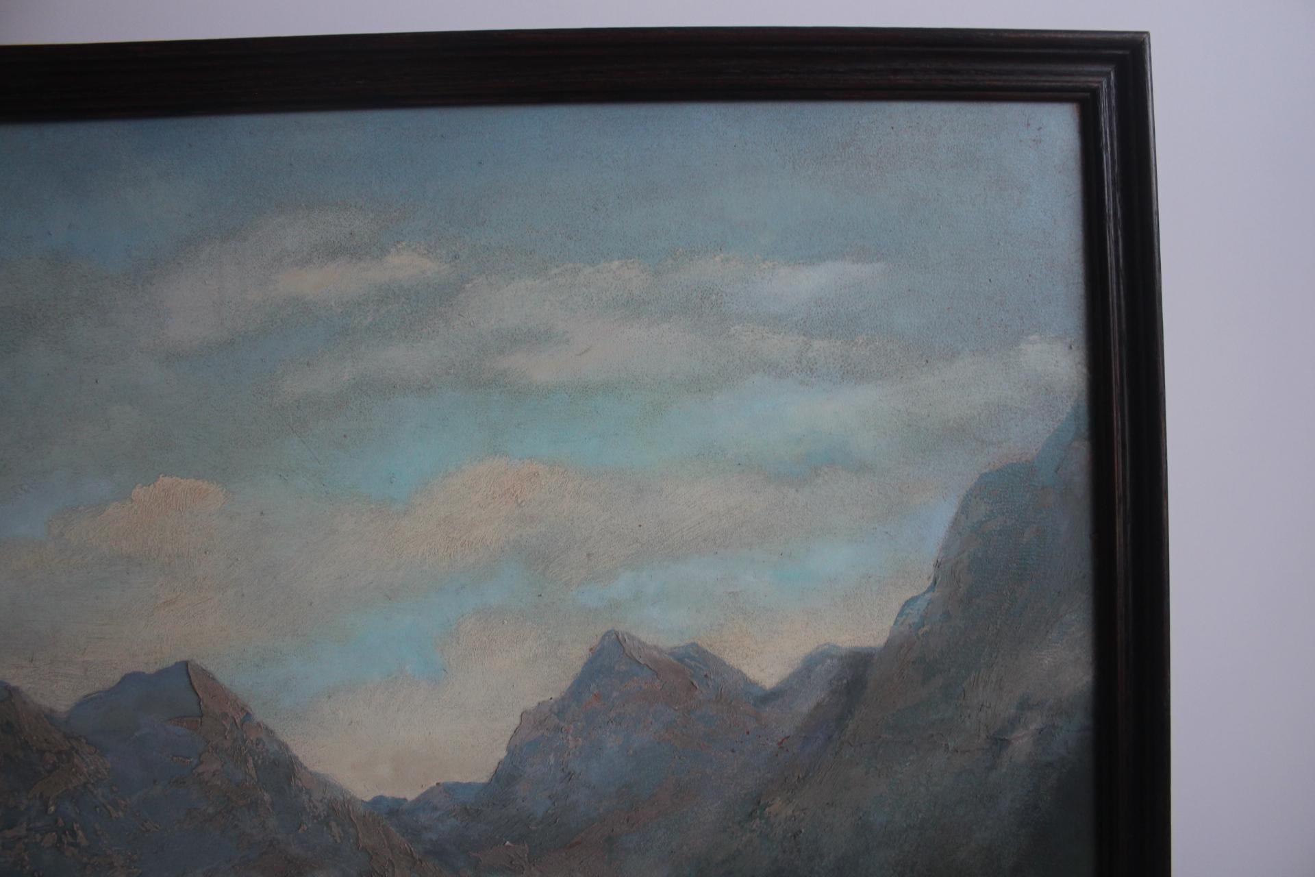 Handgemaltes Gemälde, Öl auf Faserplatte, signiert, Tschechoslowakei, 1960er Jahre. (Holz) im Angebot