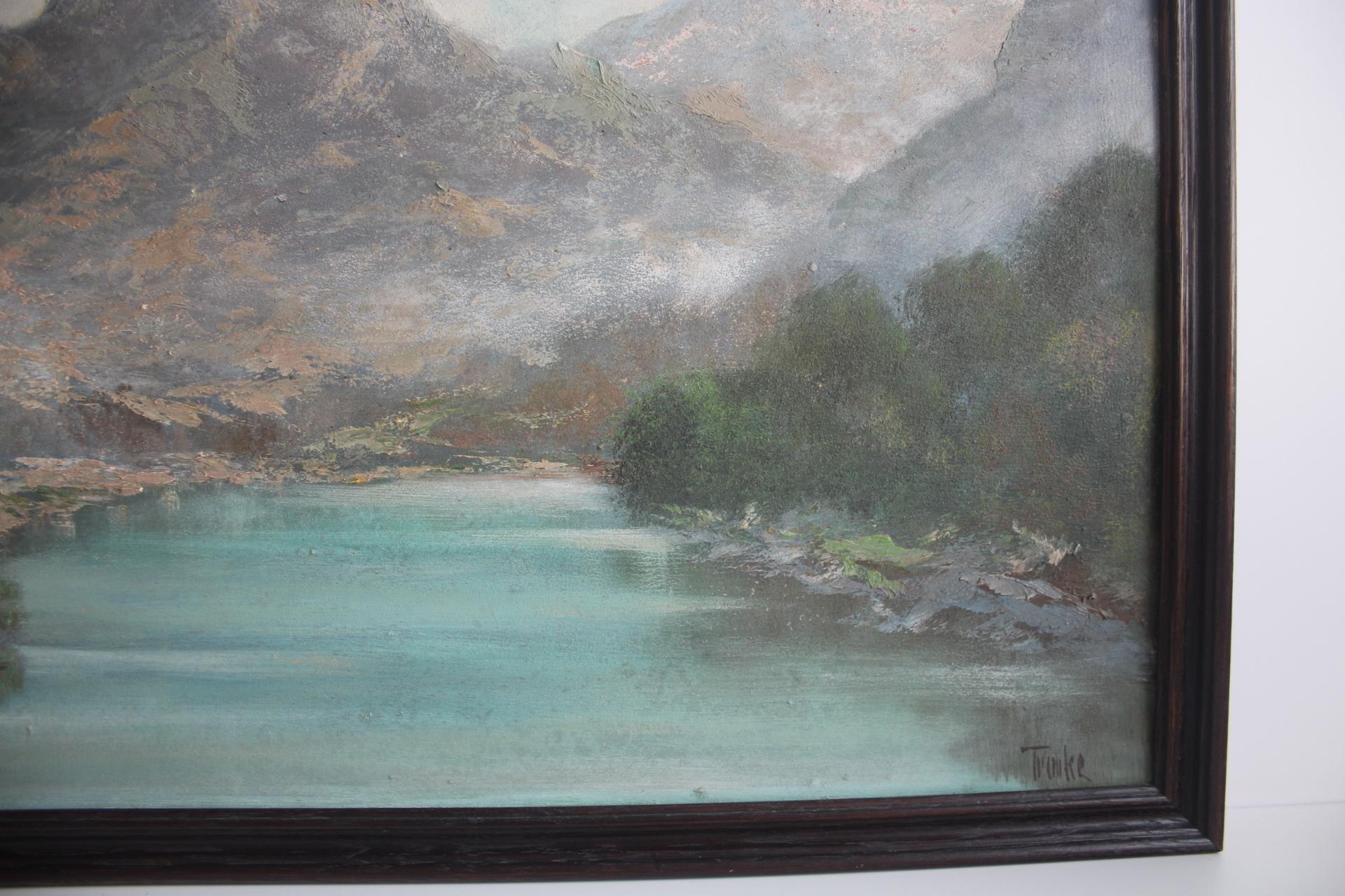 Handgemaltes Gemälde, Öl auf Faserplatte, signiert, Tschechoslowakei, 1960er Jahre. im Angebot 1