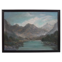 Hand painted painting, oil on fiberboard, signed, Czechoslovakia, 1960's.