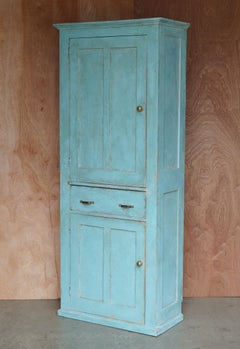 Hand Painted Pair of Antique Victorian circa 1860 Pine Kitchen Pot Cupboards