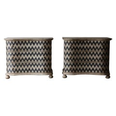 Hand Painted Pair of Curved 19th Century Chests, Tuscany, Italy