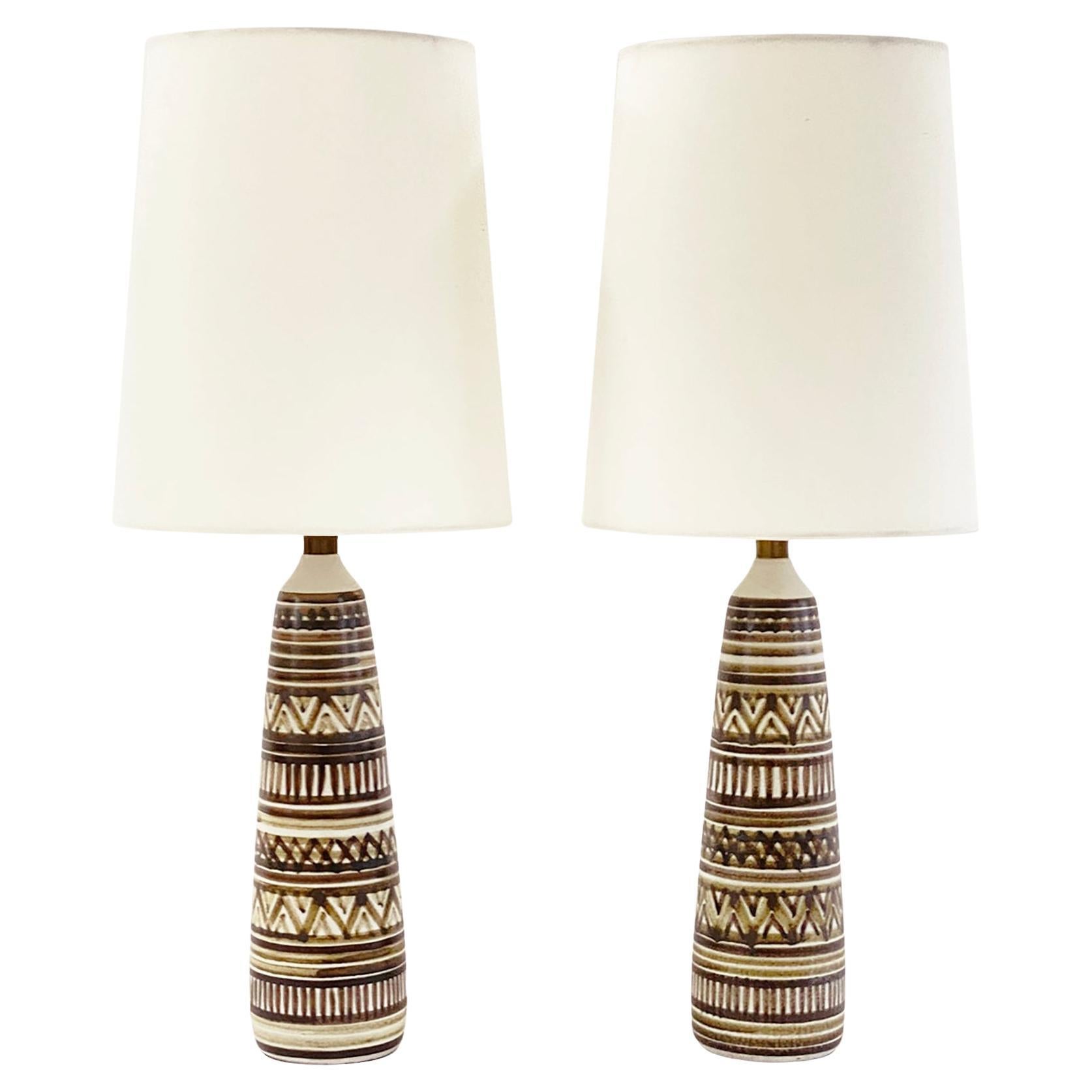 Paire de lampes de table peintes à la main de Gunnar et Gotte Bostlund