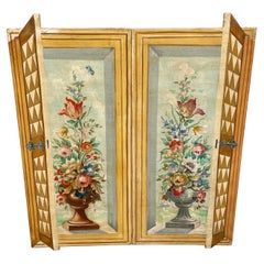 Hand Painted Pair of Trompe L
oeil Wood Wall Plaques