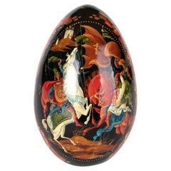 Egg Mache œuf peint à la main, signé et daté