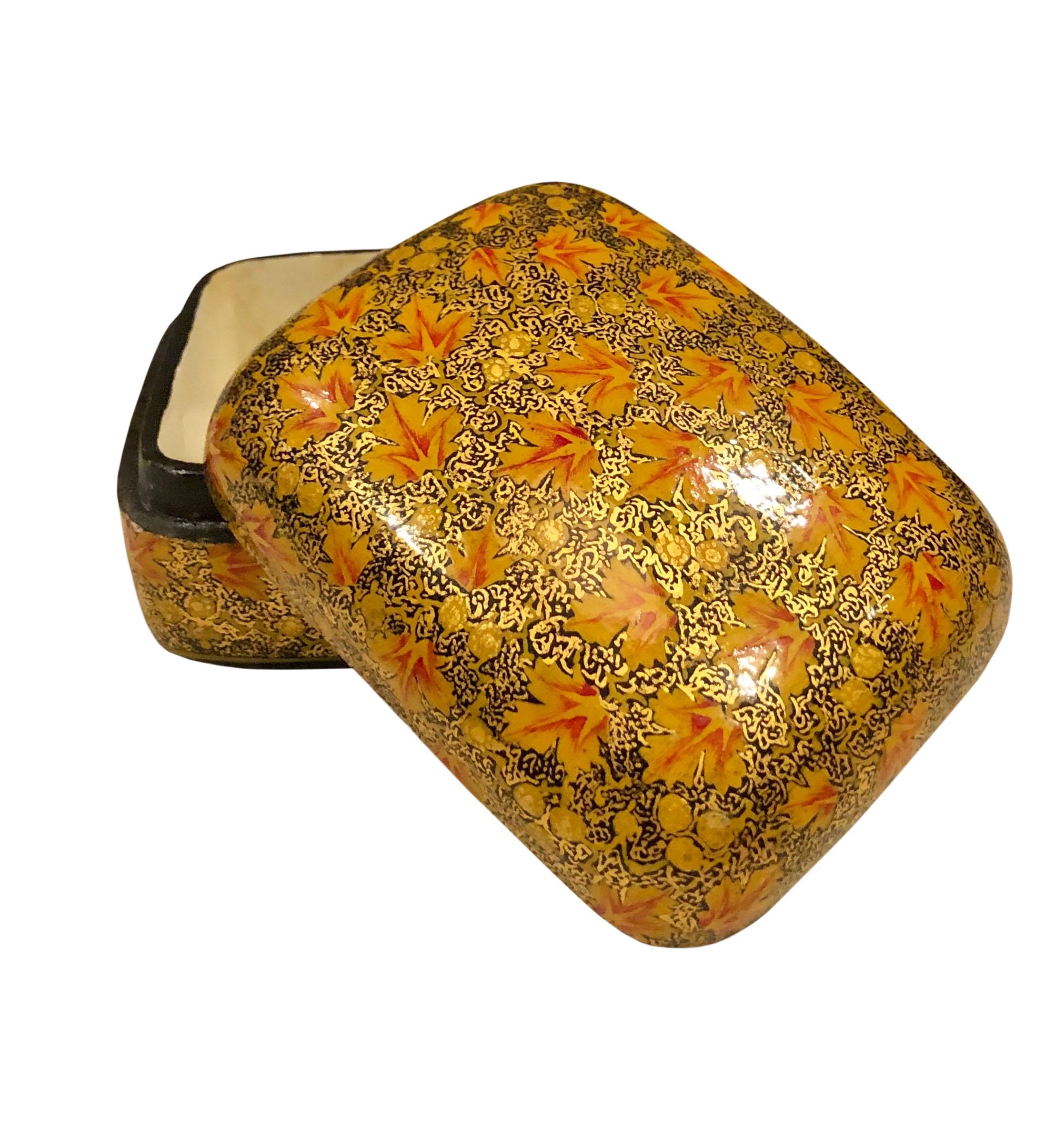 Hand-Painted Hand Painted Papier Mâché Domed Top Box For Sale