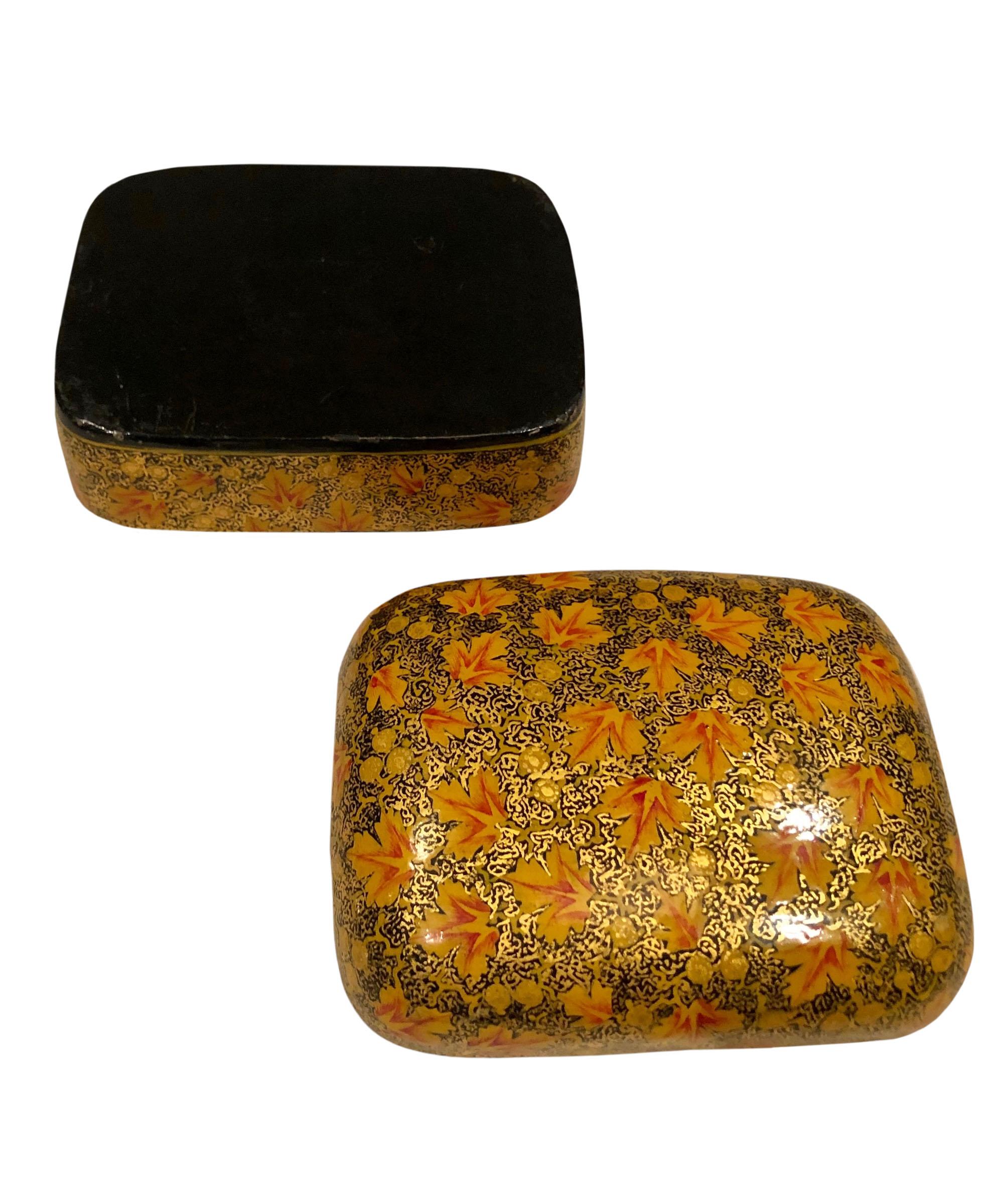 Mid-20th Century Hand Painted Papier Mâché Domed Top Box For Sale