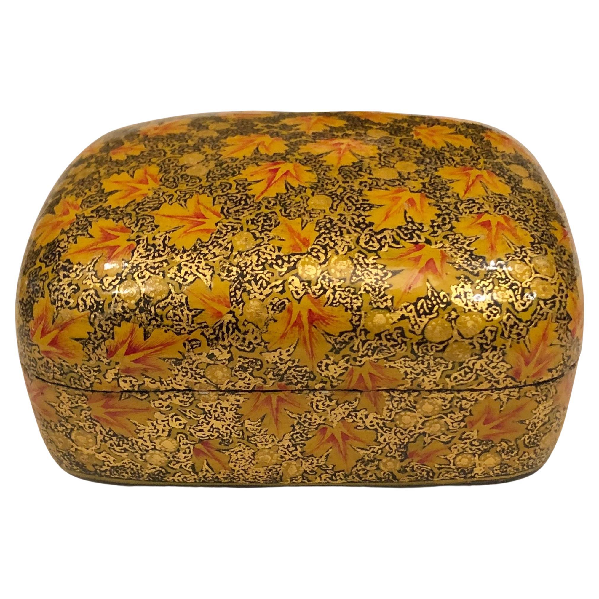 Hand Painted Papier Mâché Domed Top Box For Sale