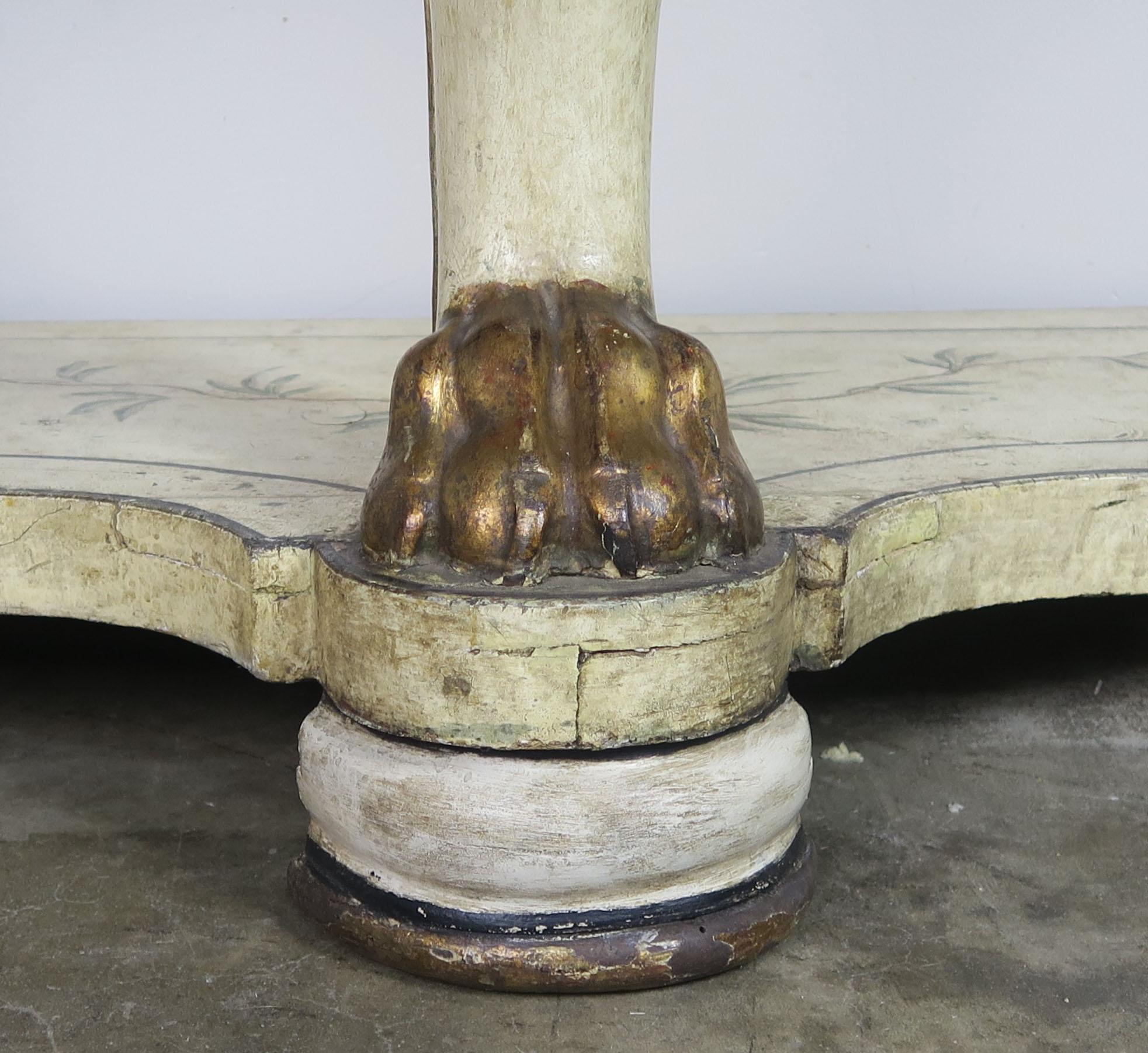 Hand Painted and Parcel Gilt English Console Table 4