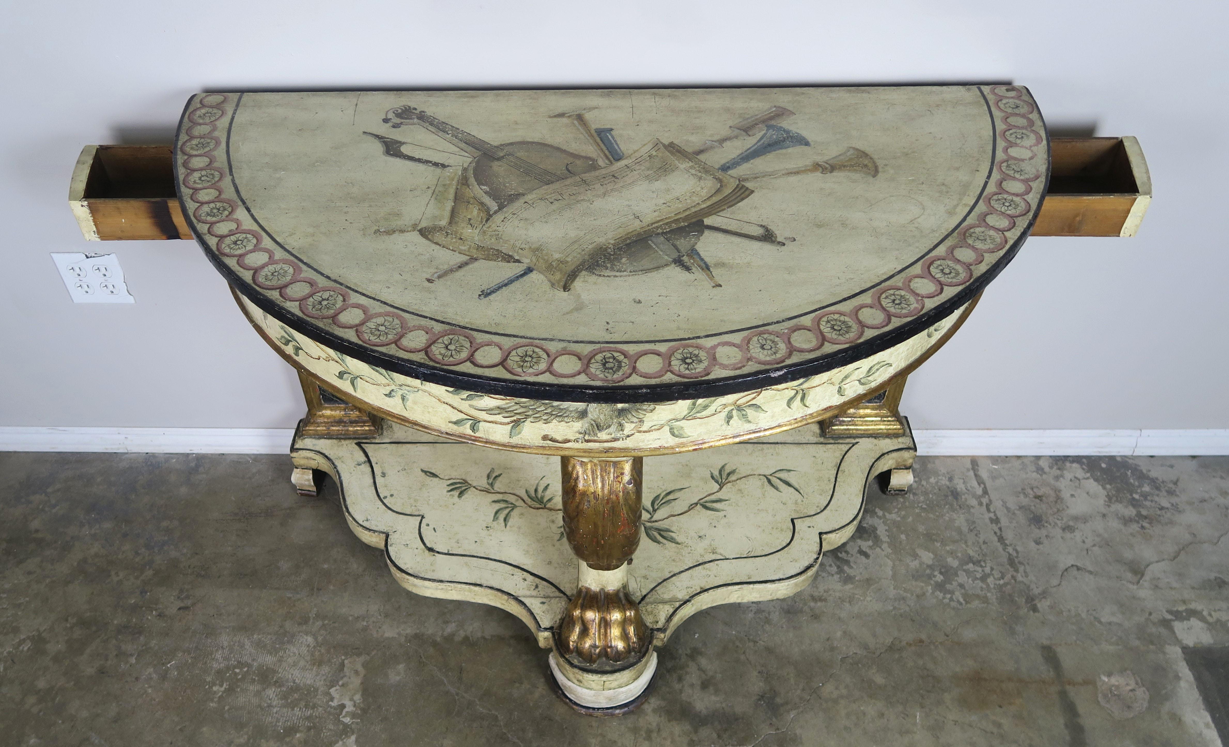 Hand Painted and Parcel Gilt English Console Table (George II.)