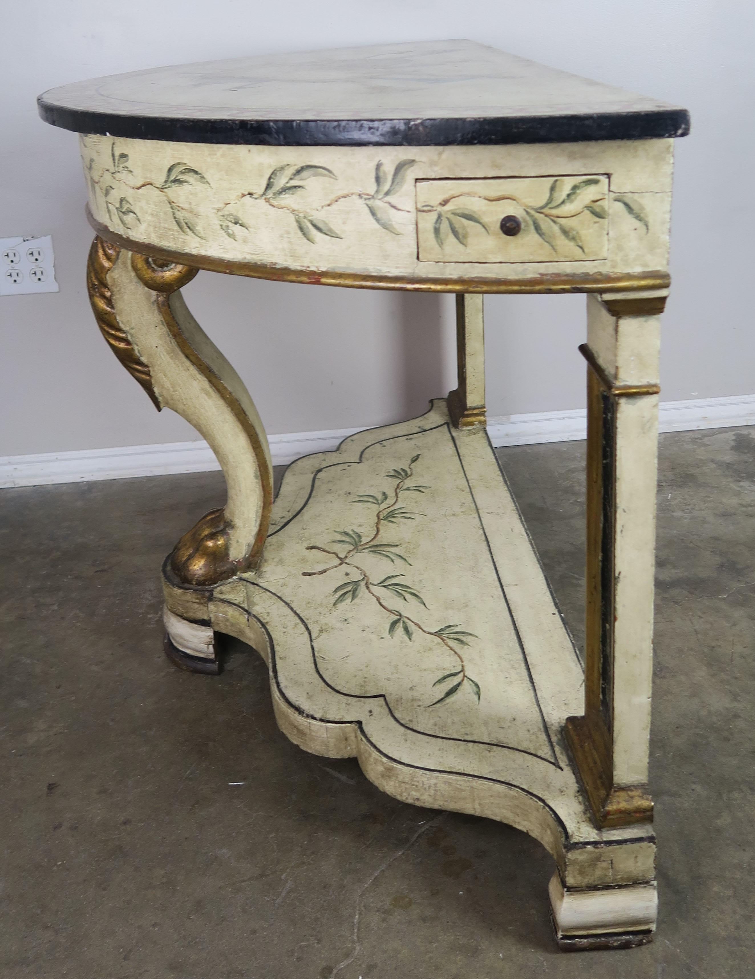 Hand Painted and Parcel Gilt English Console Table (19. Jahrhundert)