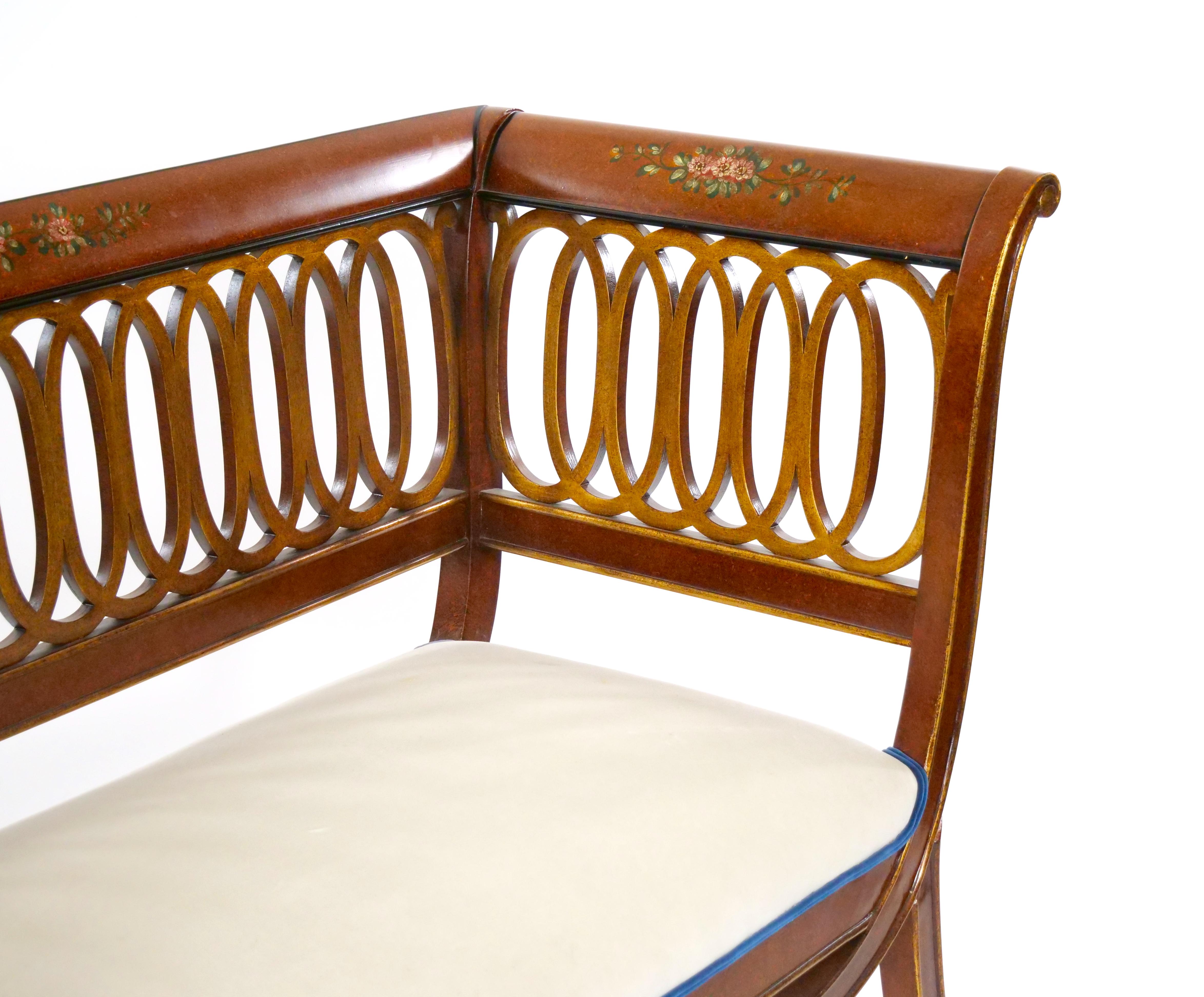 Hand-Painted & Partially Gilt Adams Style Small Settee For Sale 4