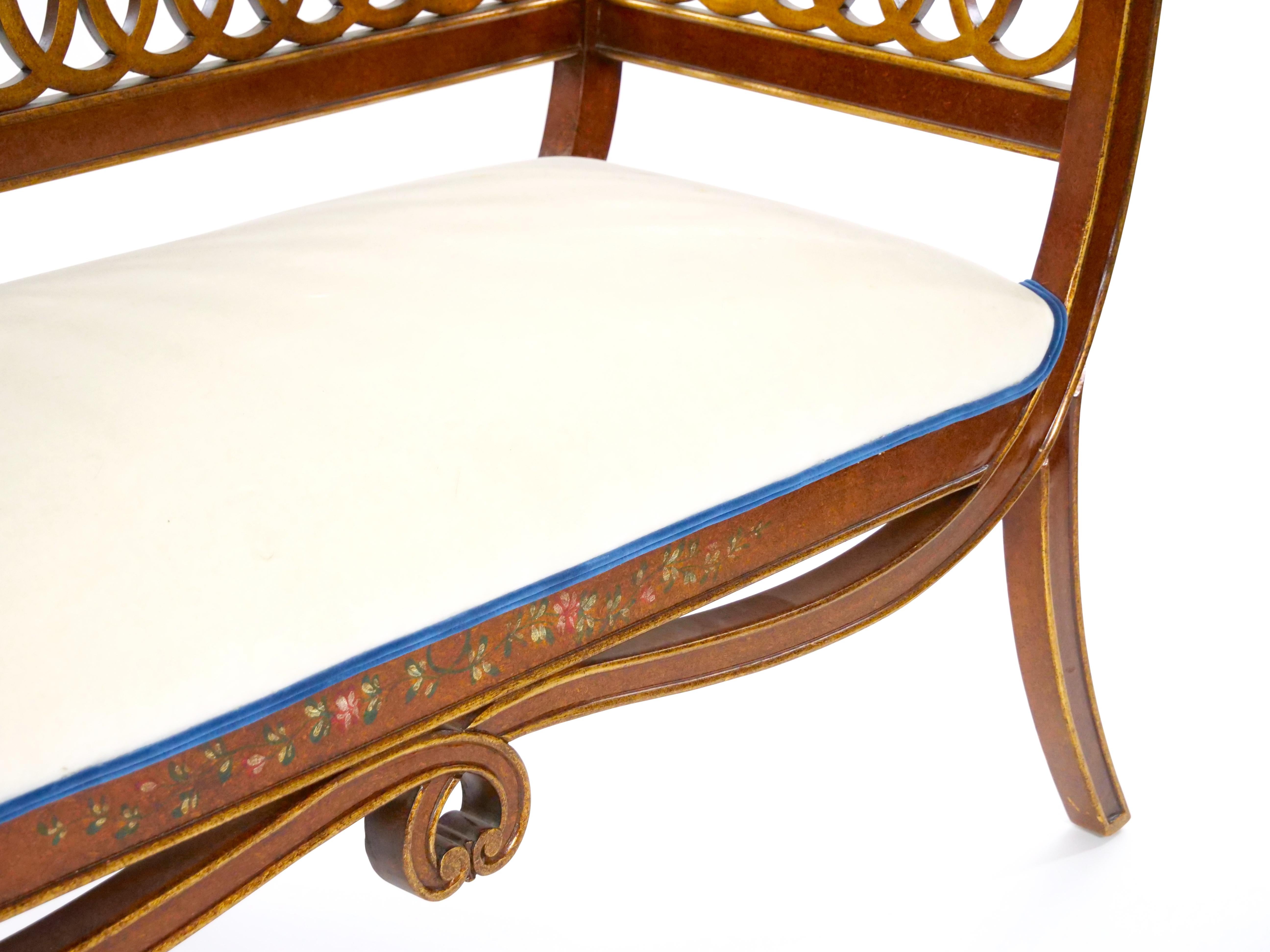 Hand-Painted & Partially Gilt Adams Style Small Settee For Sale 5