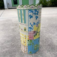 Hand Painted Patchwork Tole Umbrella Stand Bucket by Jane Keltner Designs
