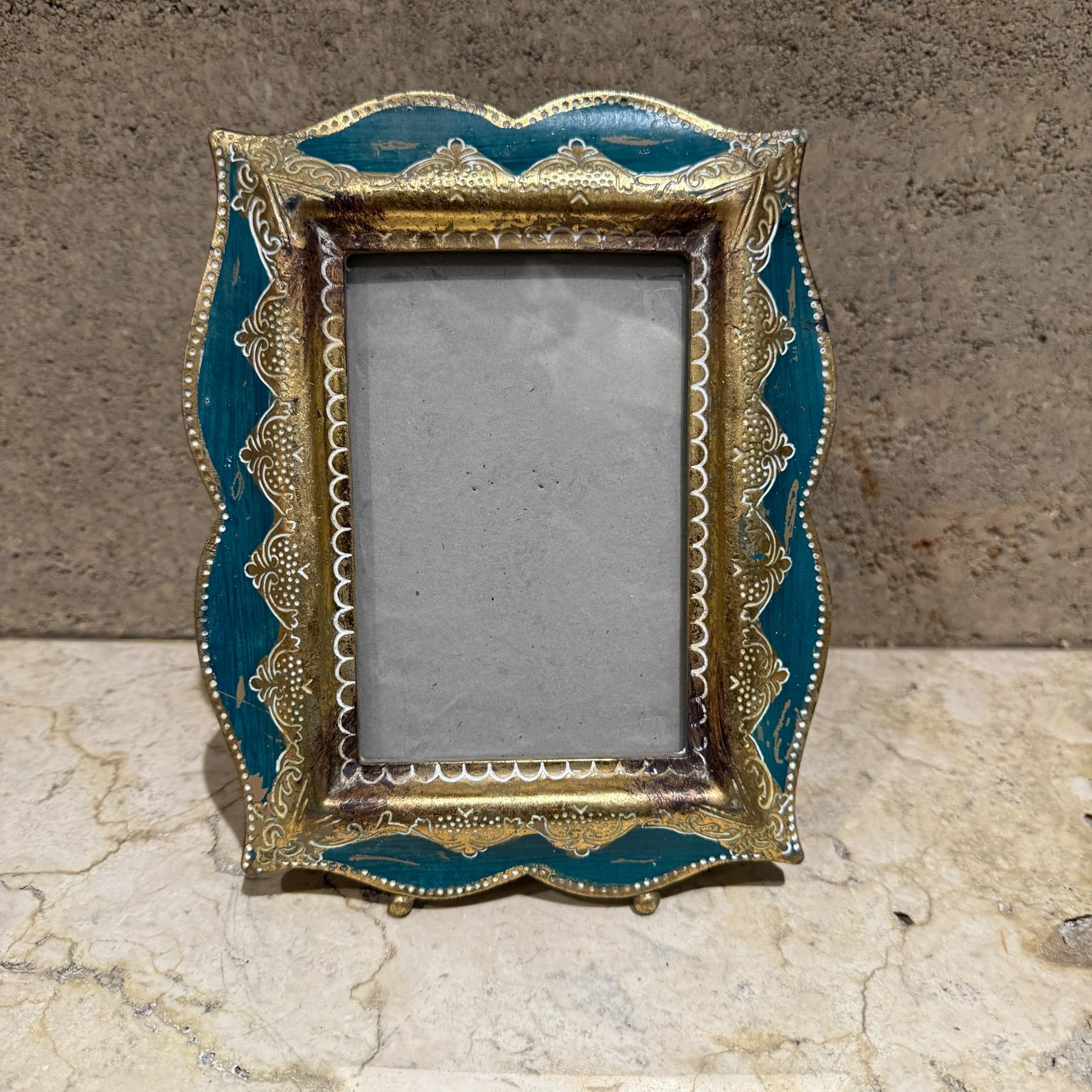 Hand Painted Picture Frame Florentine Gilt & Blue 2