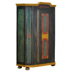 Armoire de mariage en pin peinte à la main, année 1782