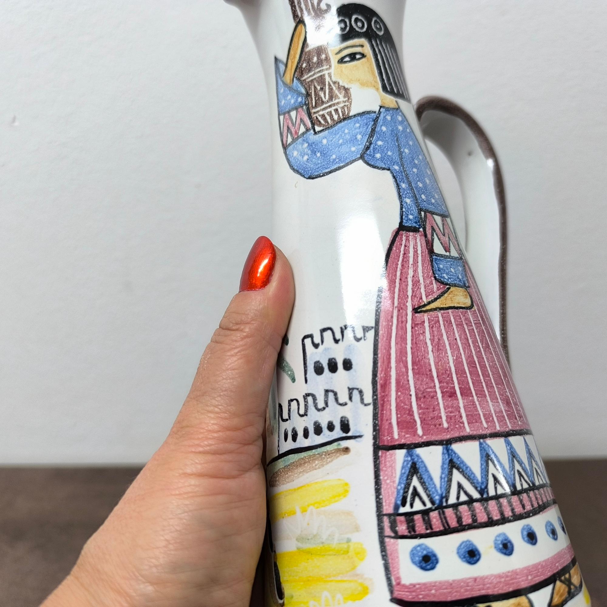 Pichet peint à la main, vase en céramique par Laholm Keramik, Suède, années 1960 Trouvaille rare ! en vente 4