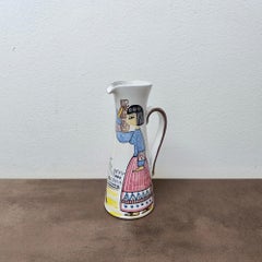 Hand-Painted Pitcher, Ceramic Vase by Laholms Keramik, Sweden, 1960s Rare Find!