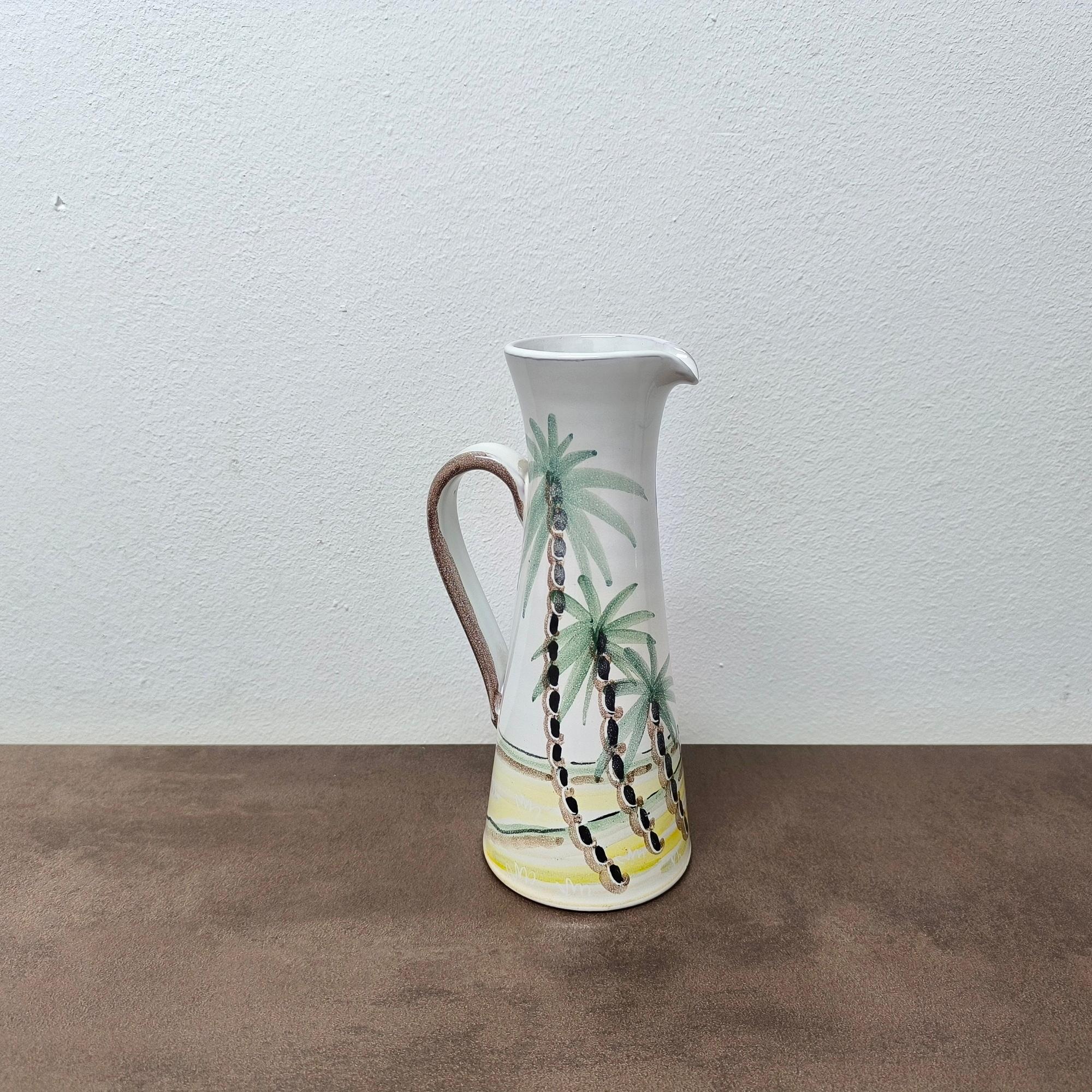 Vernissé Pichet peint à la main, vase en céramique par Laholm Keramik, Suède, années 1960 Trouvaille rare ! en vente