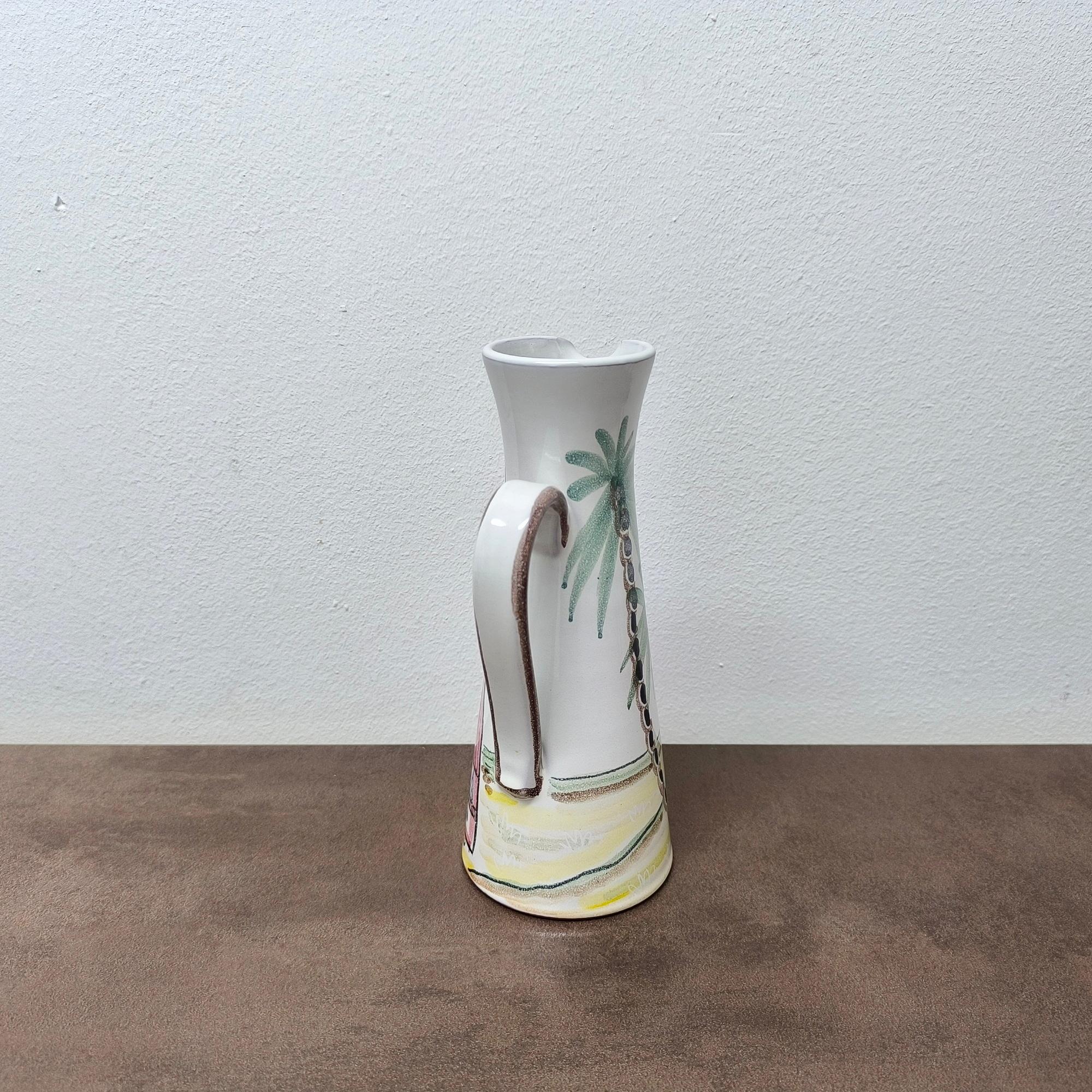 Pichet peint à la main, vase en céramique par Laholm Keramik, Suède, années 1960 Trouvaille rare ! Excellent état - En vente à Bochum, NRW